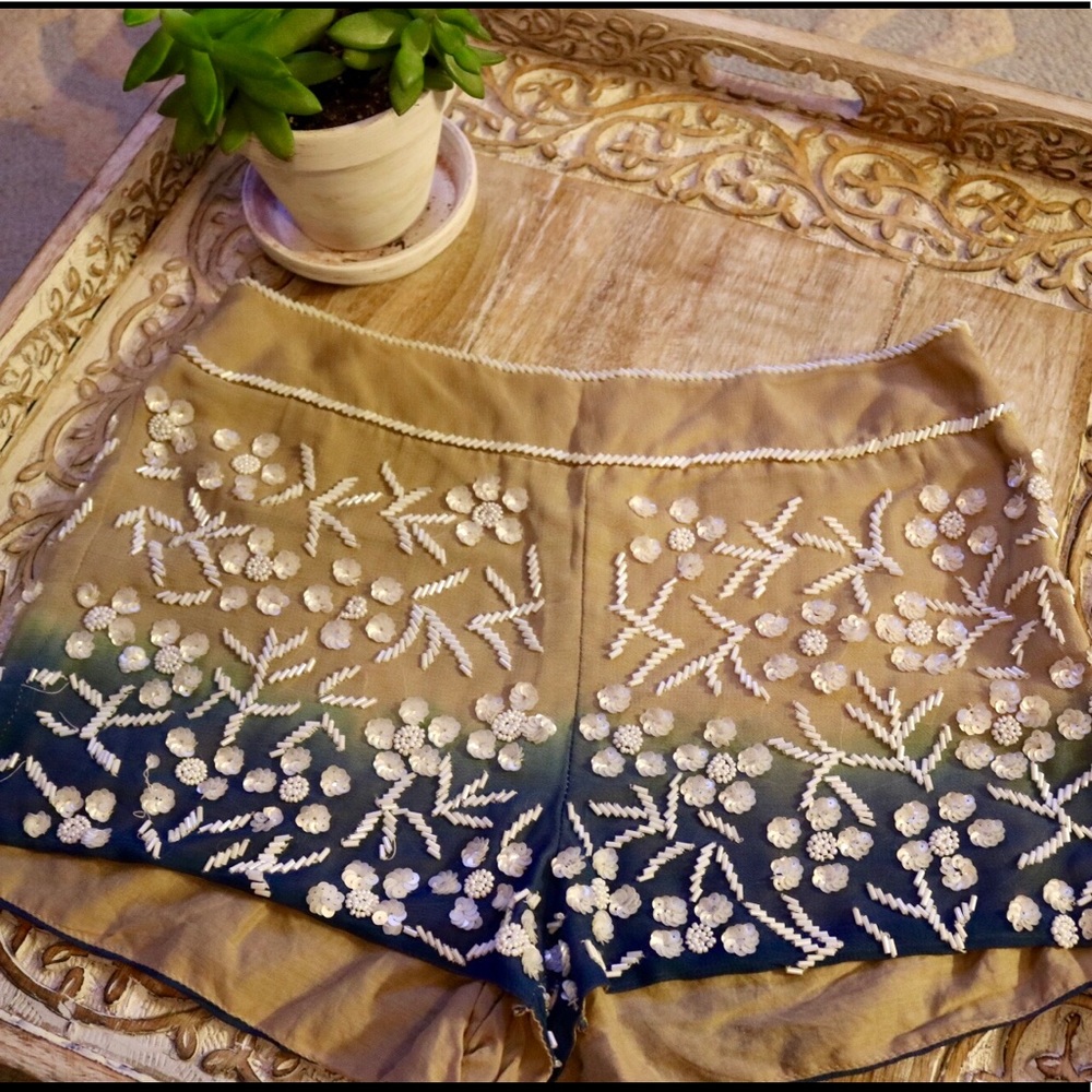 Embroidered shorts.